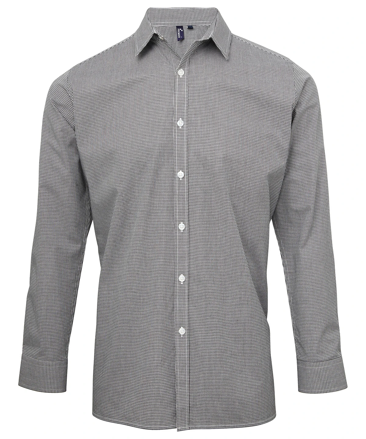 Premier Microcheck (Gingham) long sleeve cotton shirt