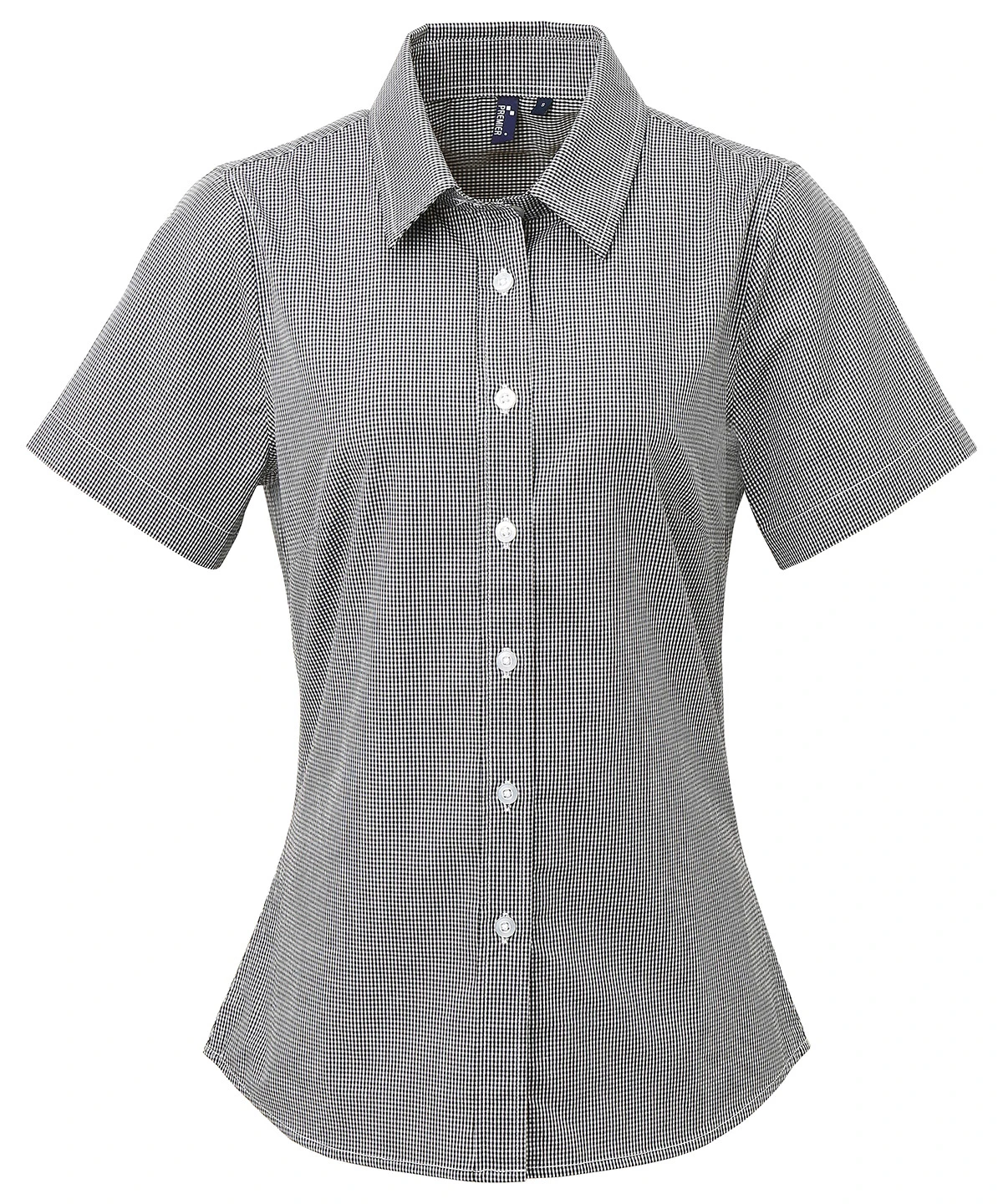 Premier Women's Microcheck (Gingham) short sleeve cotton shirt