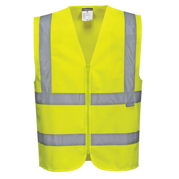 PW_C375 - Hi-Vis Zipped Band & Brace Vest: Yellow - IPRS Aeromed