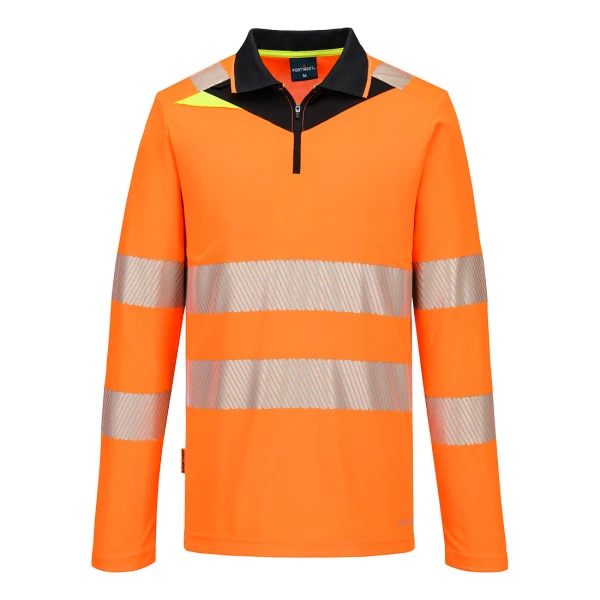 Portwest DX4 Hi-Vis Zip Polo Shirt L/S