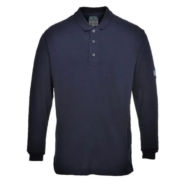 Portwest Modaflame Knit FR Long Sleeve Polo Shirt with Button Placket