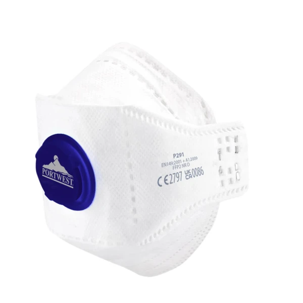 Portwest EAGLE FFP2 Valved Dolomite Fold Flat Respirator (Pk10)