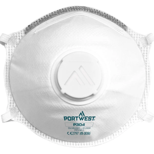 Portwest FFP3 Valved Dolomite Light Cup Respirator (Pk10)