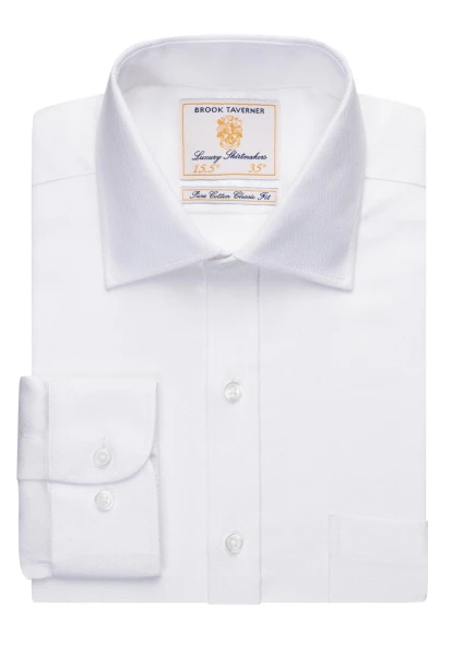 Brook Taverner Altare Single Cuff Shirt Cotton Herringbone