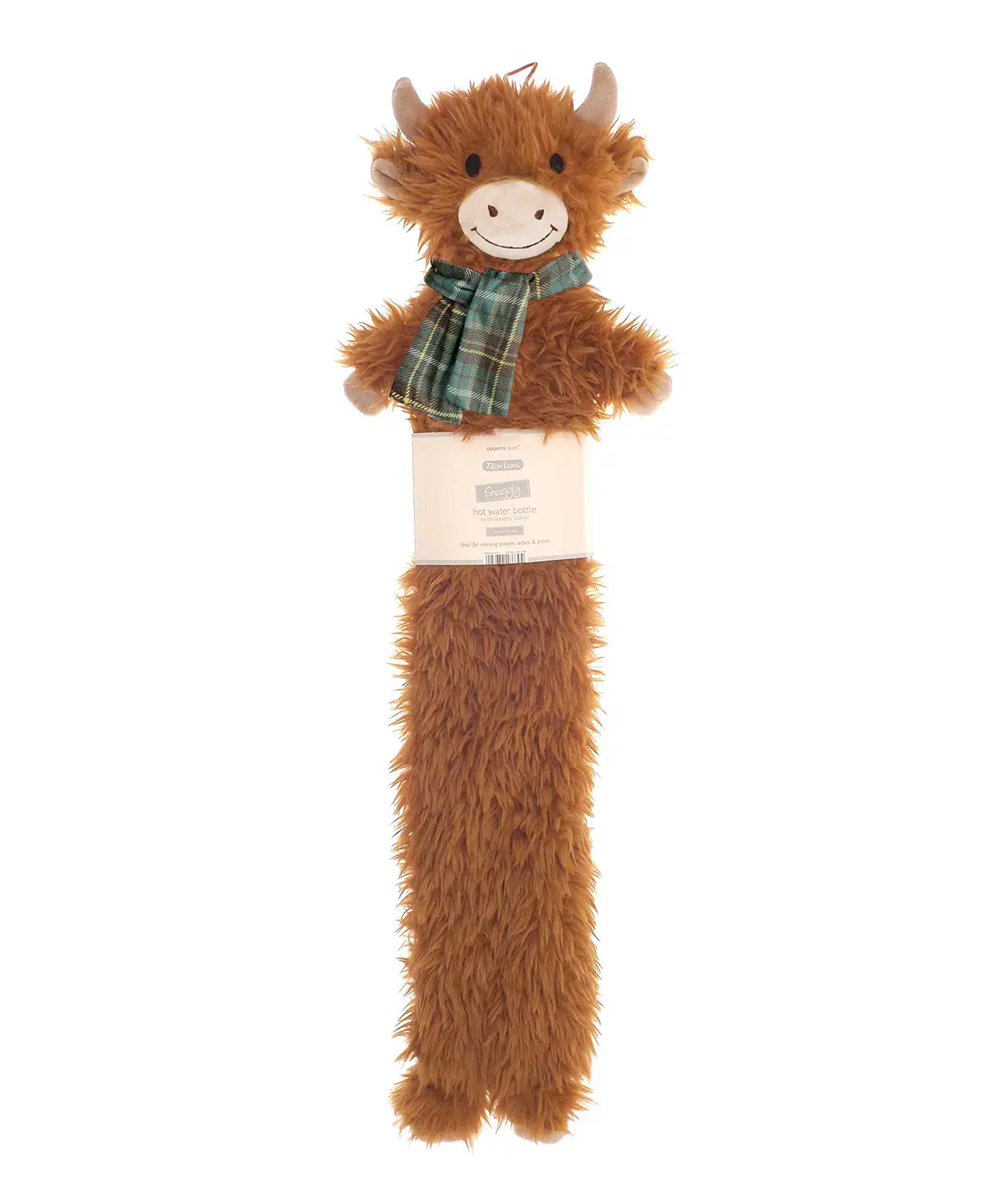 Ribbon Highland cow long hot water bottle
