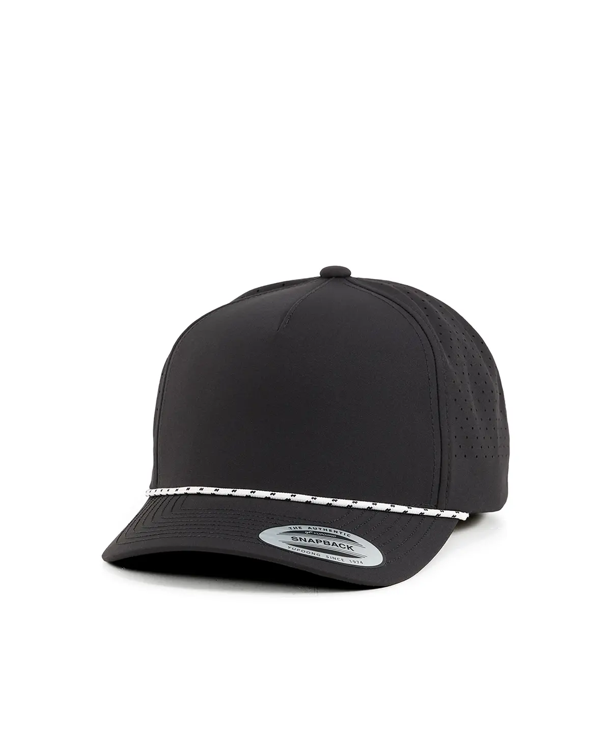 Flexfit YP Classics 5-panel snapback cap with perforations and braided rope
