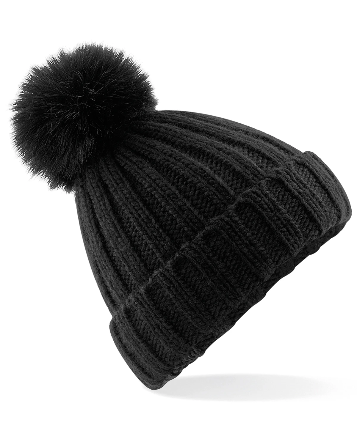 Beechfield Verbier fur pop pom chunky beanie