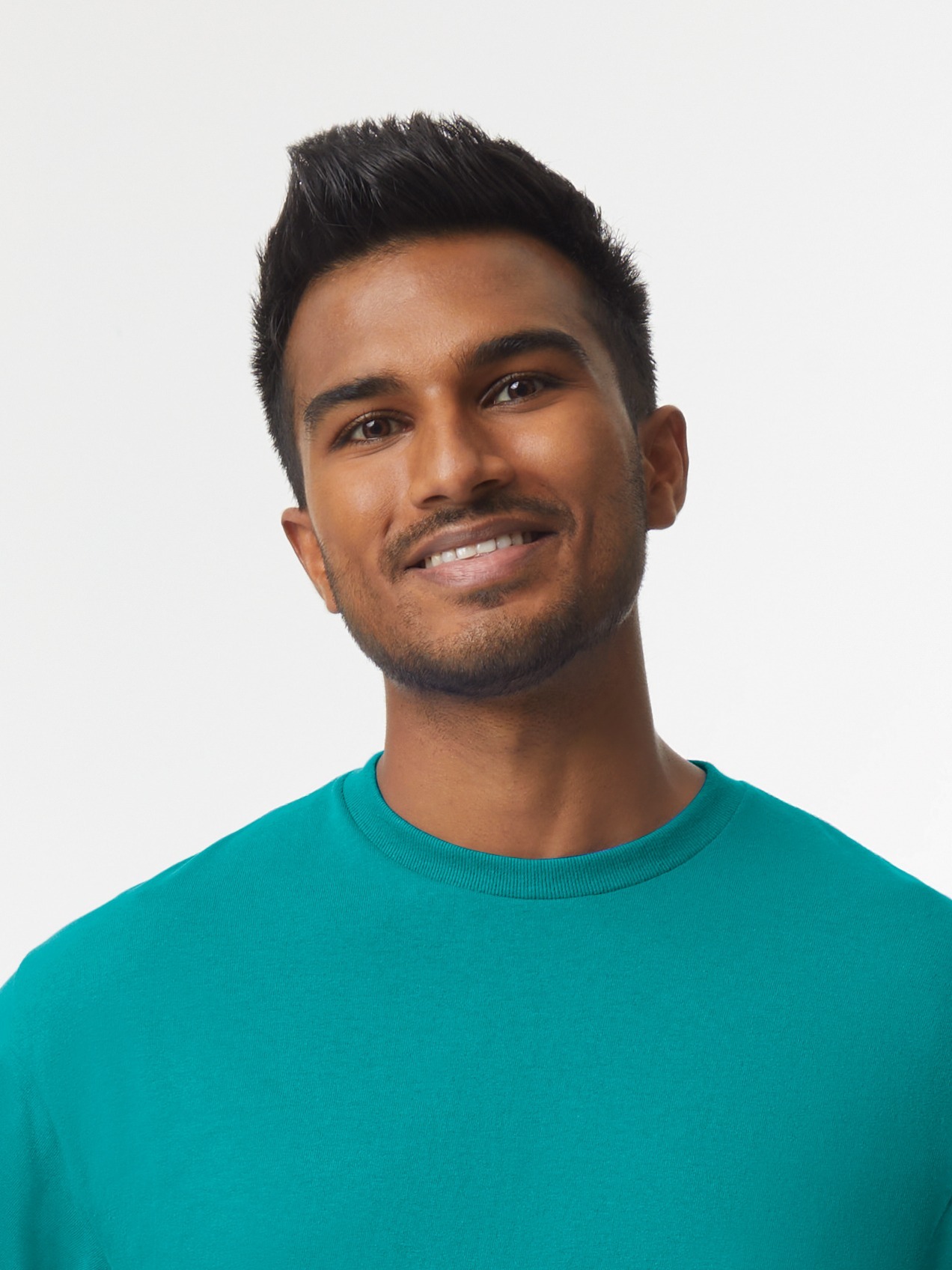 Blue t-shirt with ribbed collar 