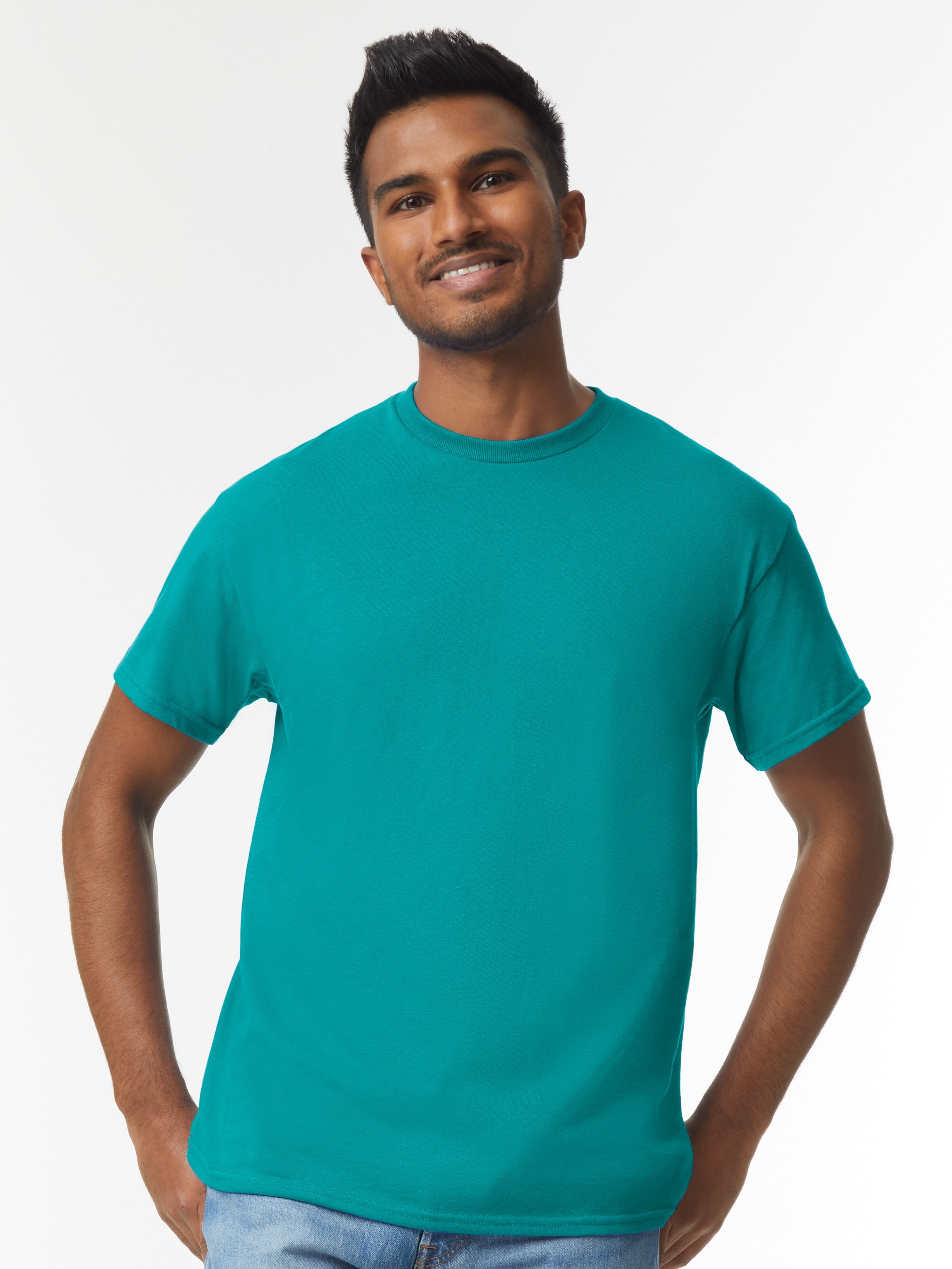 Blue t-shirt with tubular fit 