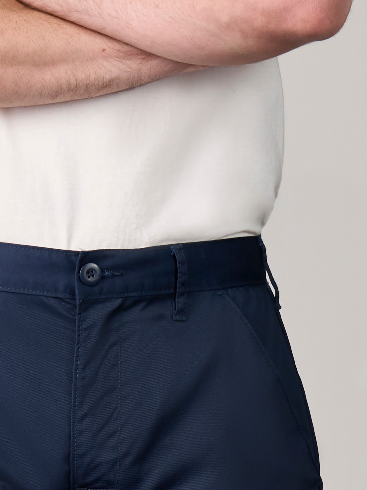 Navy Traditional waistband with belt loops