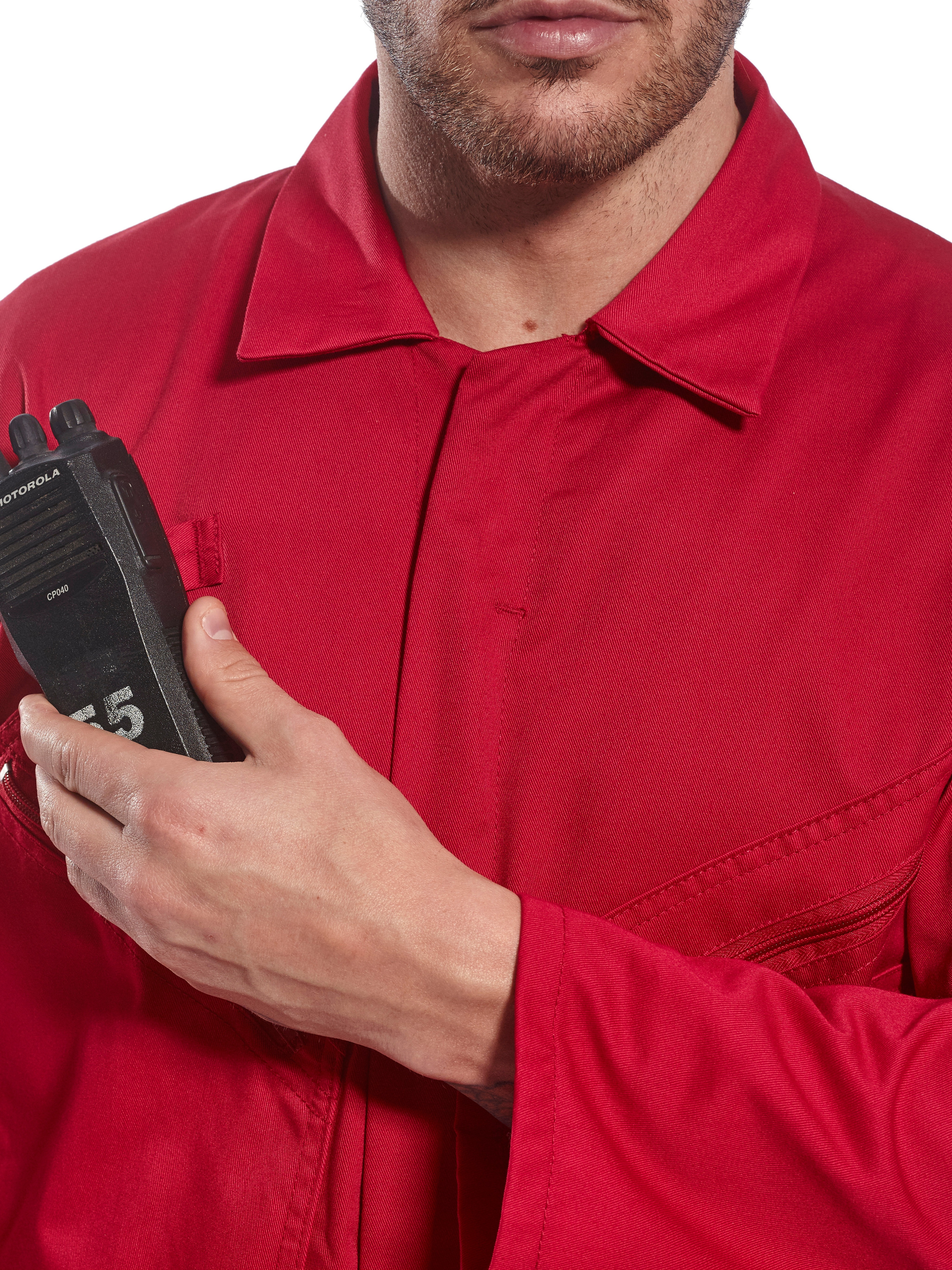 Red coveralls with Two way zip 