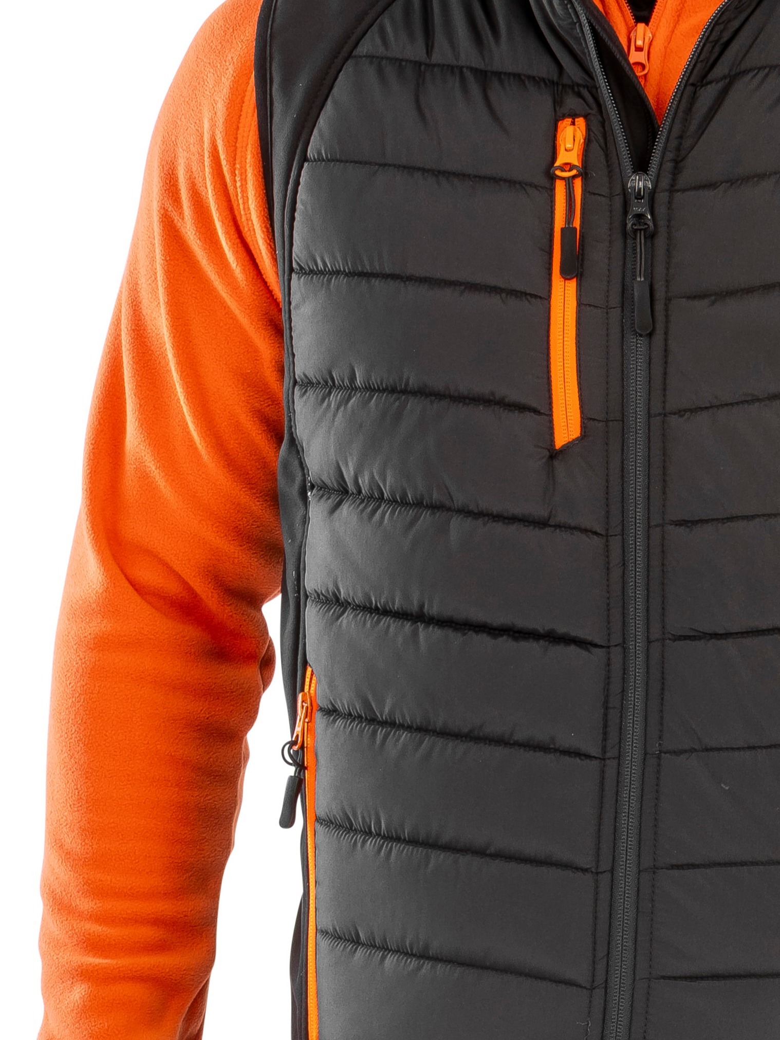 Black gilet with Contrast Colour Pocket Zips