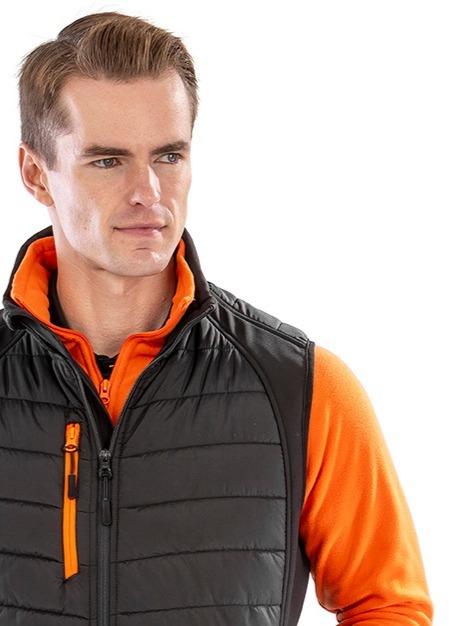 Black gilet with Stand-up Padded Collar